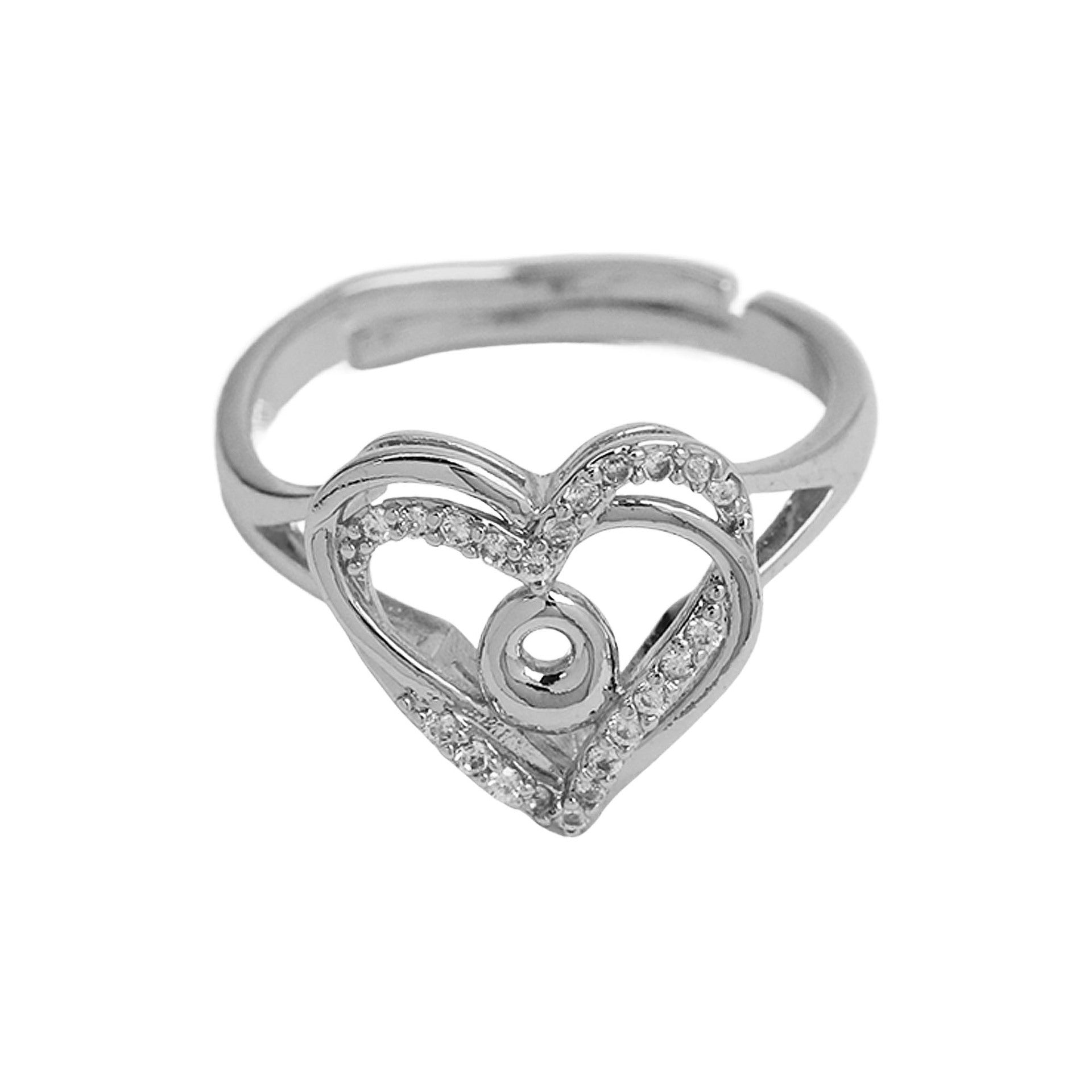 Wholesale silver love heart-shaped 26 English letters open heart women's ring