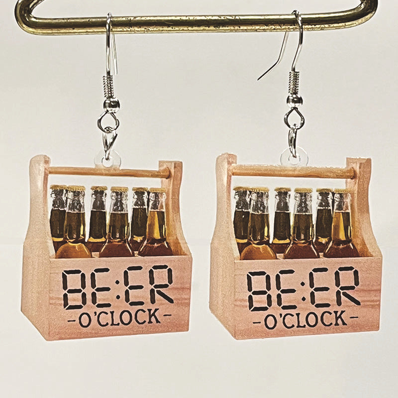 Wholesale 2 Pairs/pack Retro Fun Cute Cold Beer Water Drop Acrylic Earrings ACC-ES-HY073