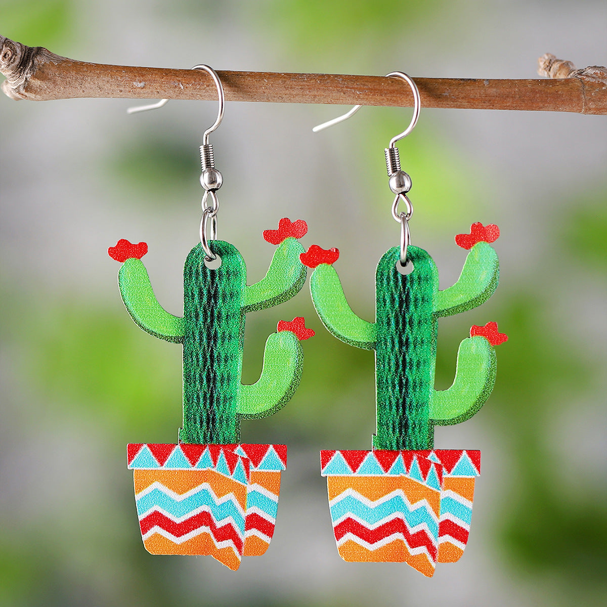 Wholesale Mexico Fifth Festival of the Dead Straw Hat Funny Cactus Pendant Earrings