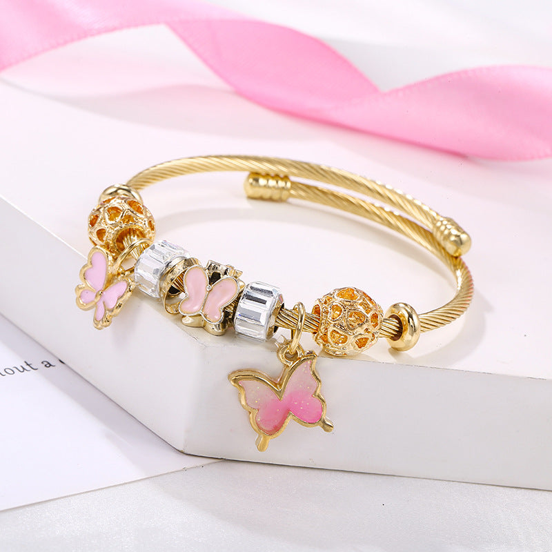 Wholesale Stainless Steel Bracelet Series Star Mosaic Sun Flower Pendant Gold Open Bracelet ACC-BT-Weiy017