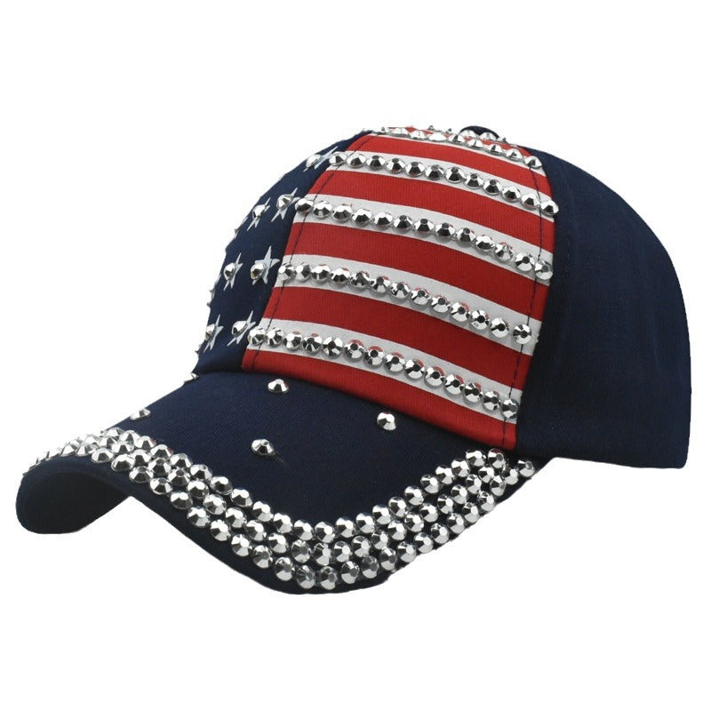Wholesale  American flag stick  fashion Diamond cap