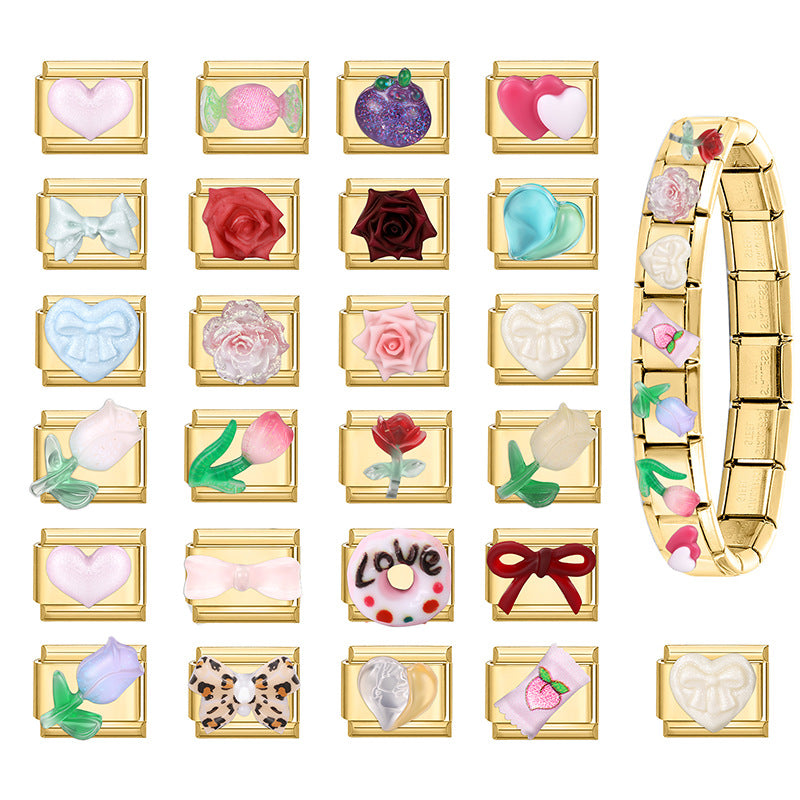 Wholesale  9mm Italian Charm Starter Bracelets DIY square Single Section Creative Stainless Steel Composable Bracelet