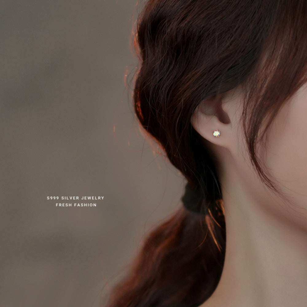 Wholesale s999 Foot Silver Magic Color Zircon Earrings