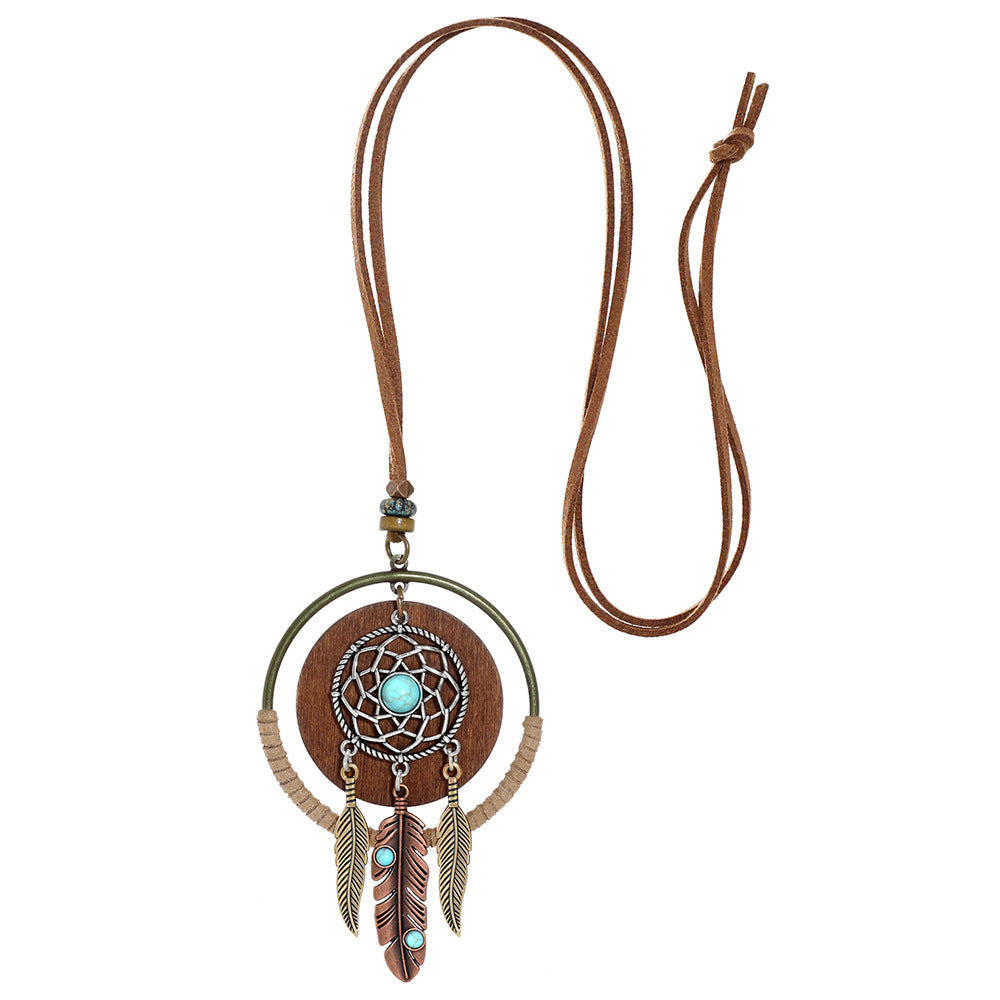Wholesale Bohemian Dreamcatcher Tassel Necklace Pendant Vintage Style Fashion Accessory for Resale