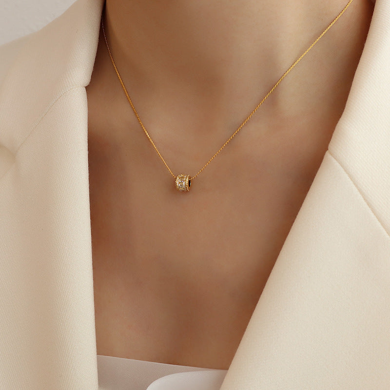 Wholesale Titanium Steel 18K Gold Plated Geometric Simple Earrings and Necklace Set Fashion Jewelry for Women