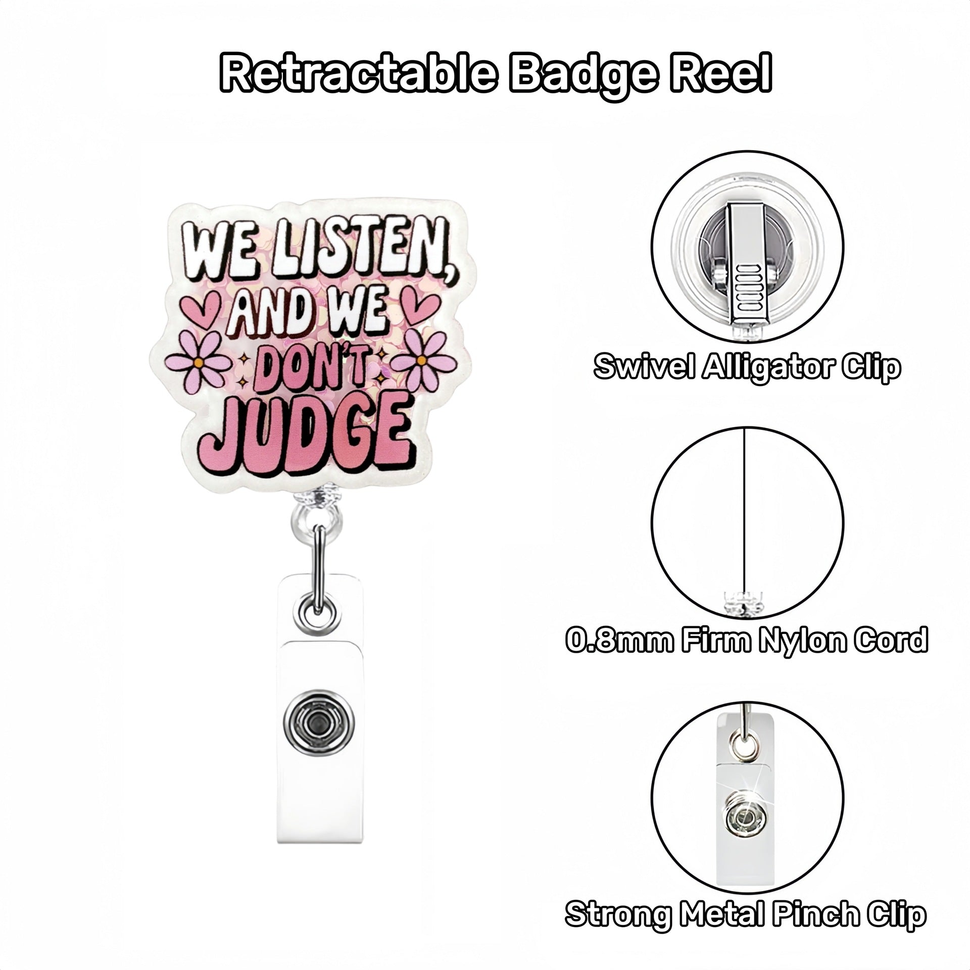 Wholesale Acrylic Quicksand Glitter Badge Reels Keychains