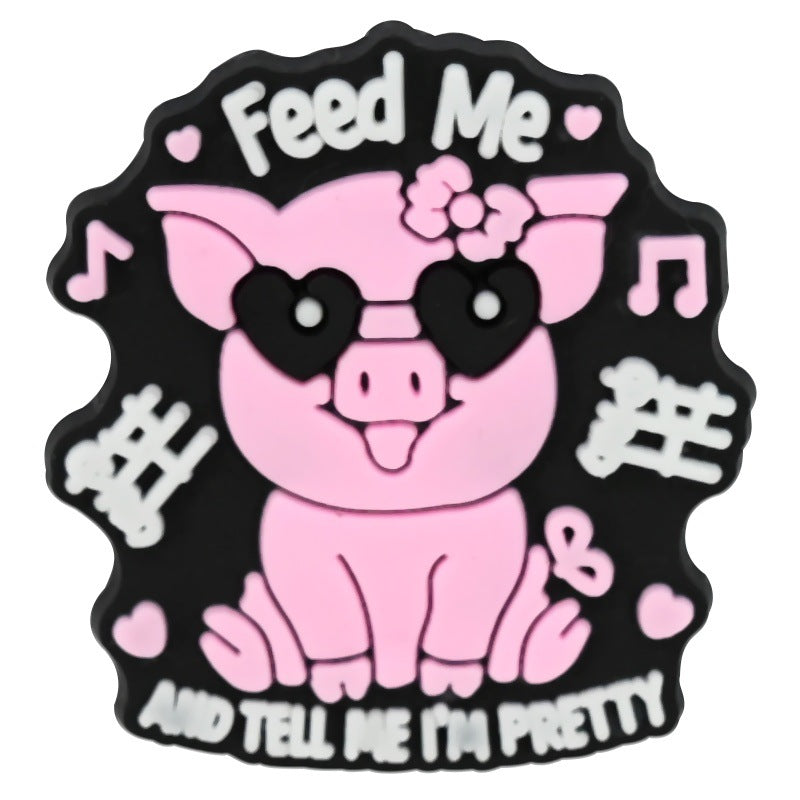 Wholesale Random 100pcs  creative phrase series  PVC Soft Rubber Shoe Buckle Decoration