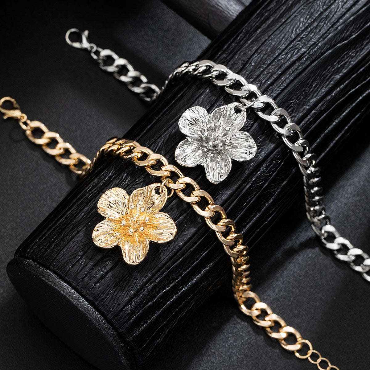 Wholesale three-dimensional alloy flower  anklet