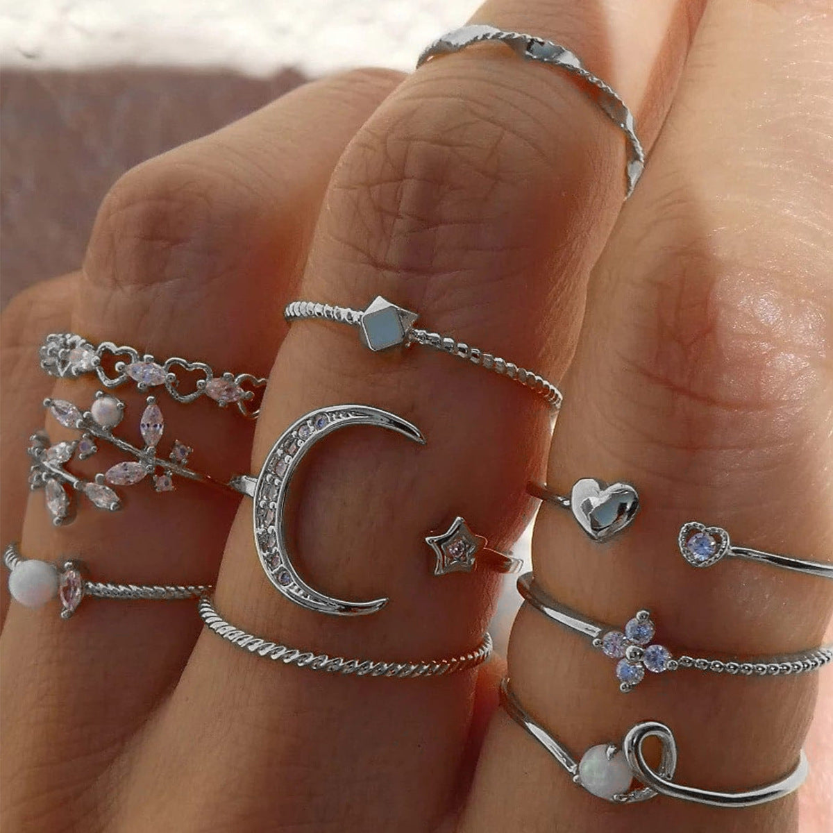 Wholesale jewelry fashion diamond stars ring  jewelry suit