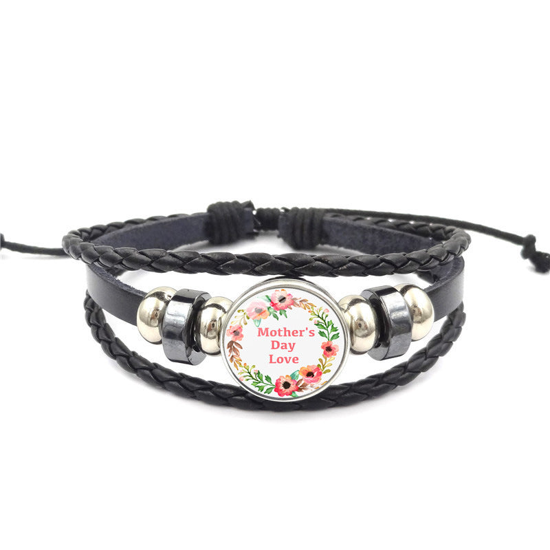 Wholesale Mother's Day  vintage punk style multi-layer beaded woven bracelet