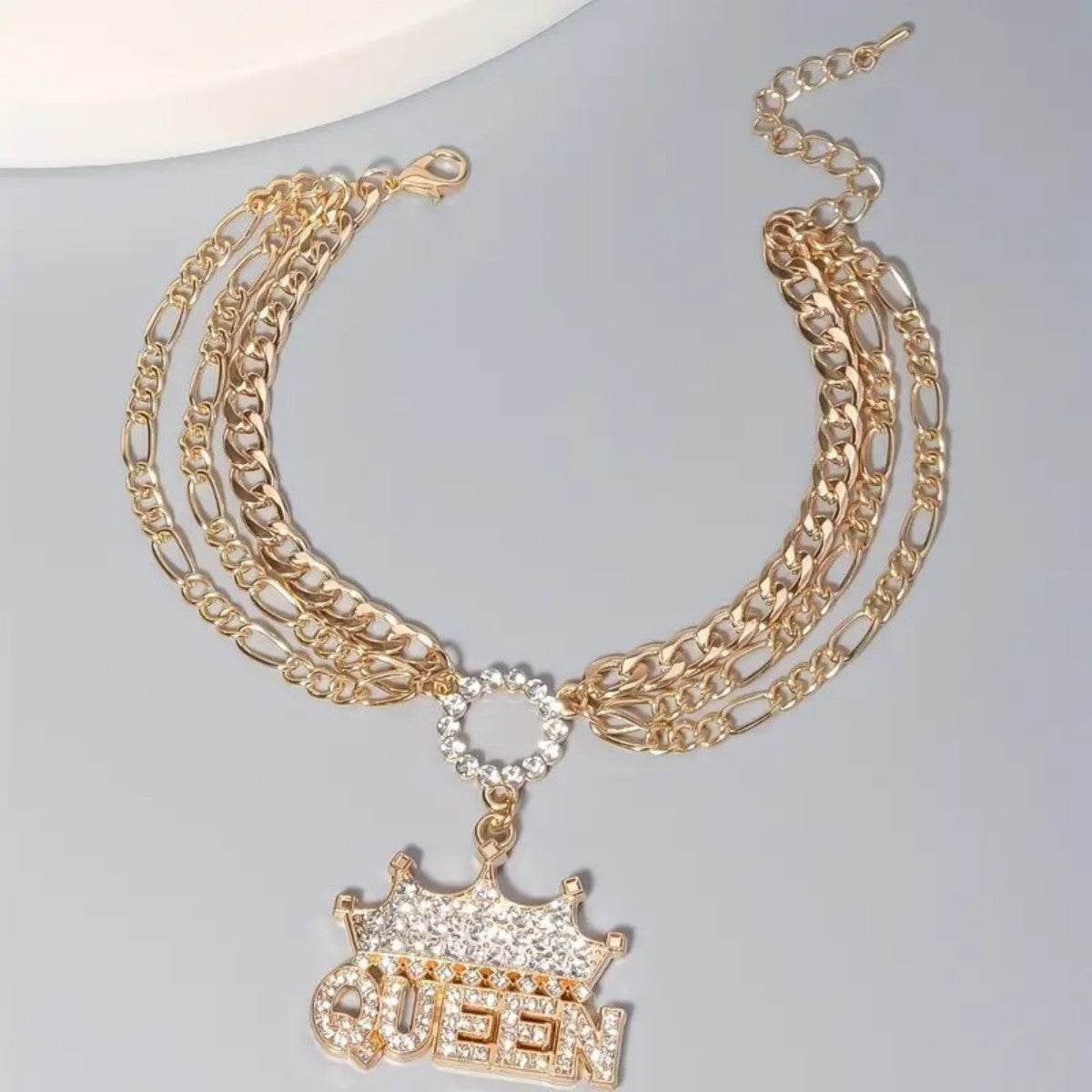 Wholesale Diamond Crown Queen Letter Anklet