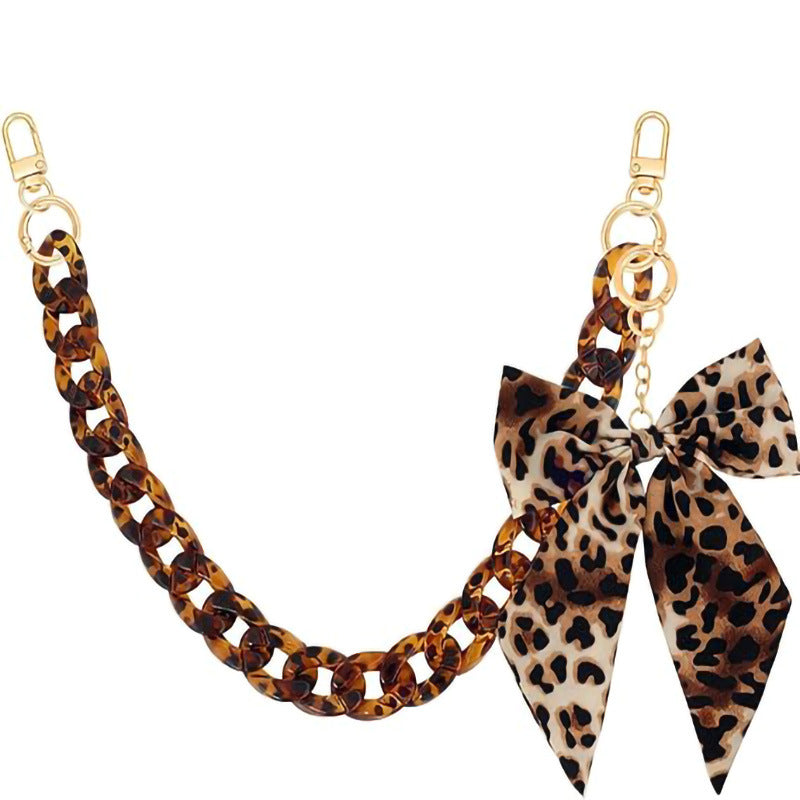 Wholesale Leopard Print Zinc Alloy Handbag Chain Strap Fashion Bag Charm Car Key Accessory Trendy Chic