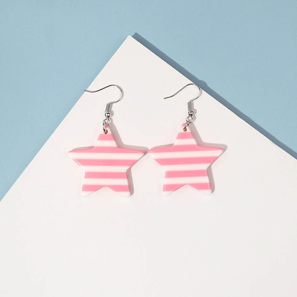 Wholesale  Creative Striped Five-pointed Star Earrings