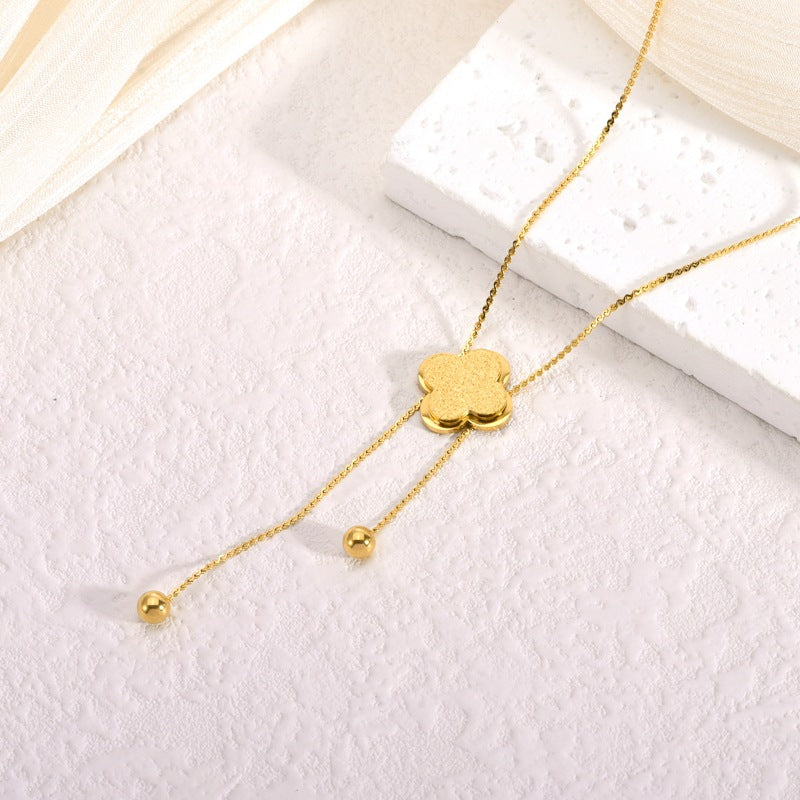 Wholesale Titanium Steel Four-Leaf Clover Necklace ACCVIP