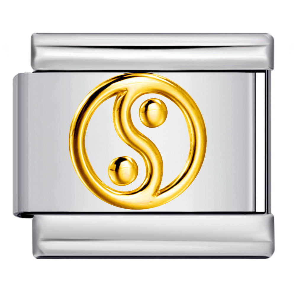 Wholesale  Italian Charm Bracelet 9mm DIY Gold and silver stamping Creative Stainless Steel Composable Bracelet