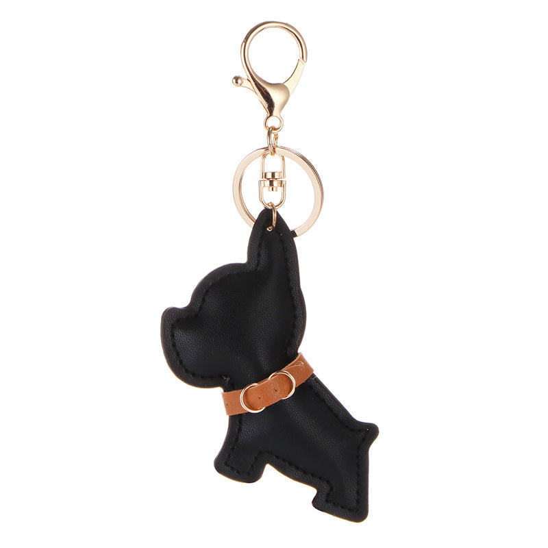 Wholesale Chic Black PU Leather Cartoon Dog Keychain Car Key Accessory Bag Charm Gift
