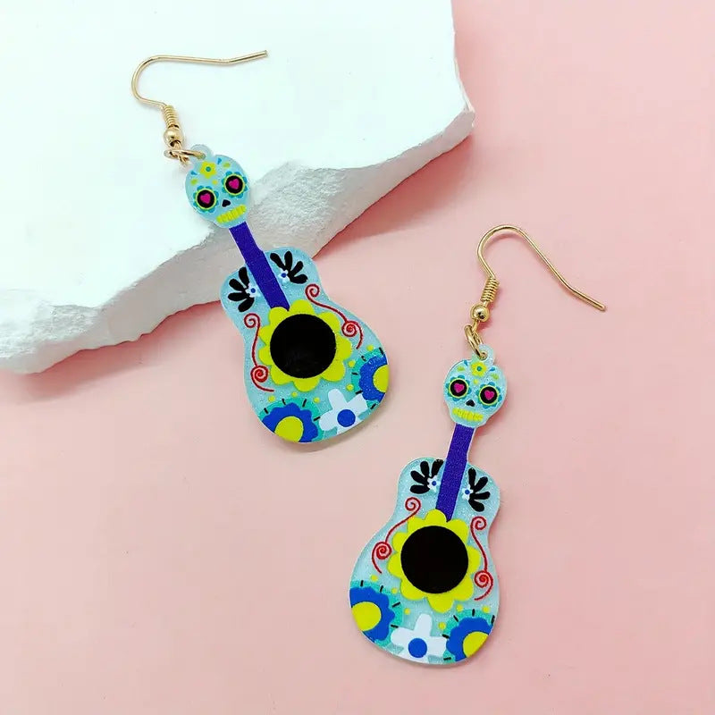 Wholesale Acrylic Cartoon Guitar Style Halloween Earrings