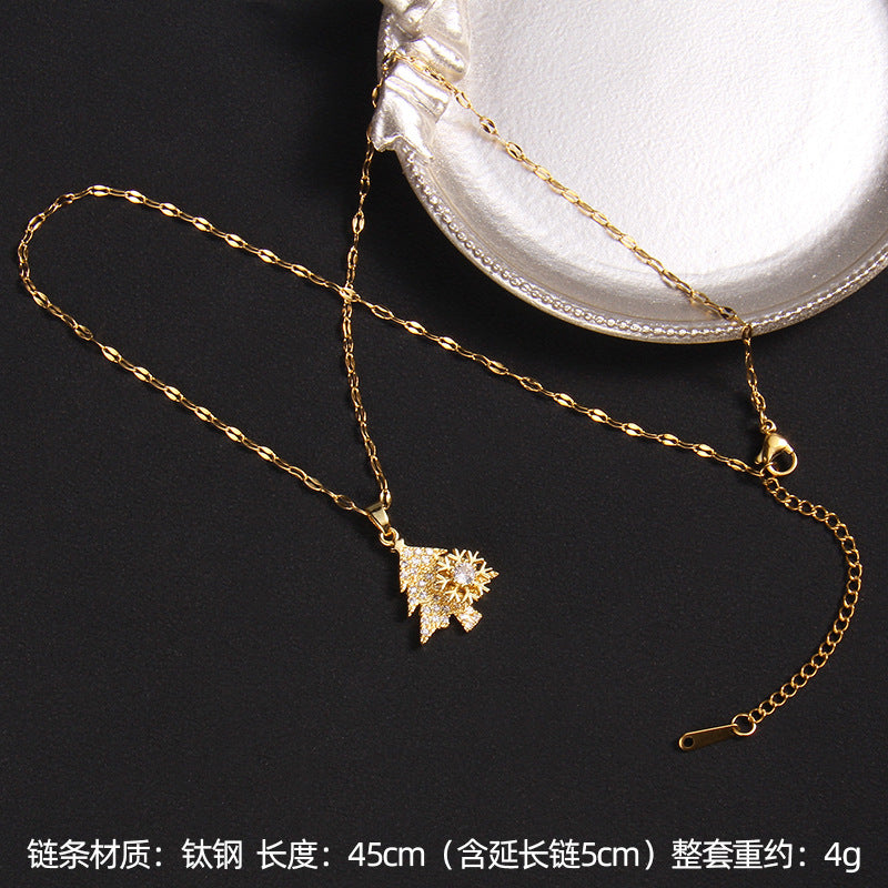 Wholesale Zircon Four Leaf Clover Necklace Care Bear Pendant Titanium Steel Heart Necklace ACC-NE-Rongc014