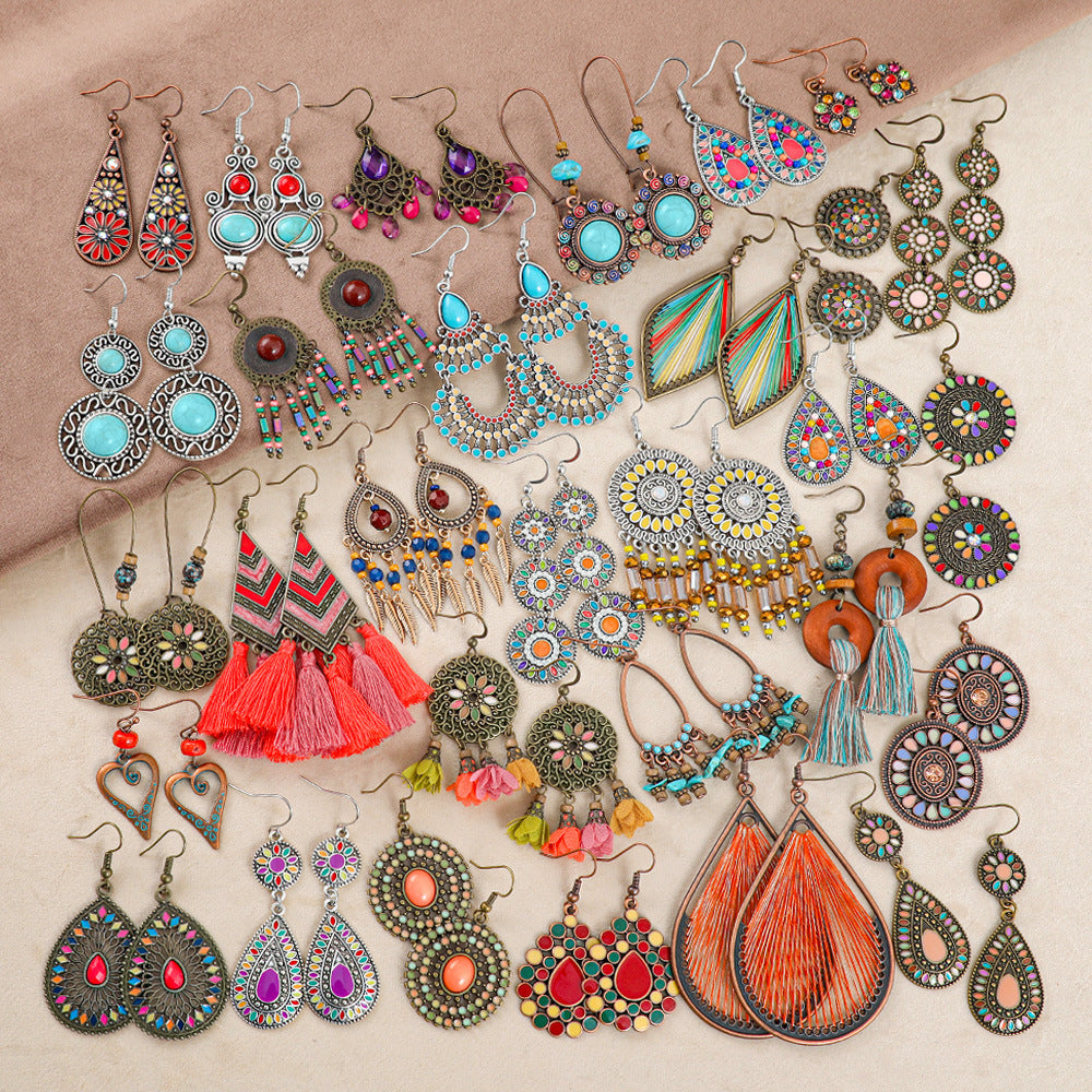 Wholesale Bohemian Tassel Earrings,  Handmade Beaded Alloy Earrings for Seaside Vacations,  Trendy Jewelry Accessory