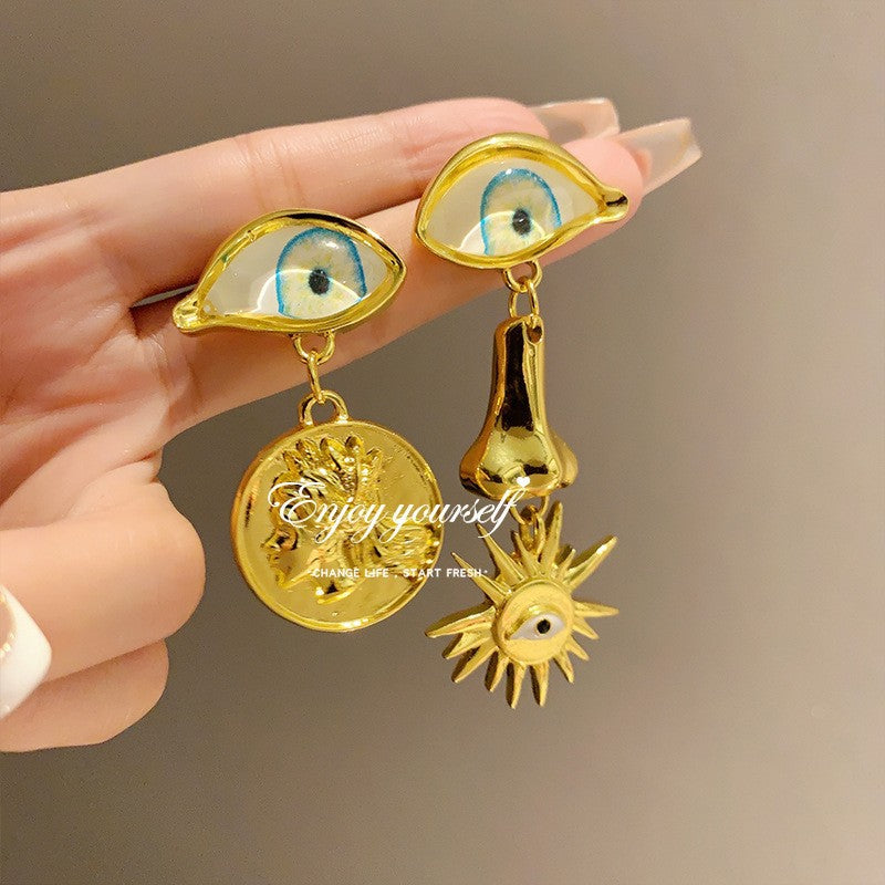 Wholesale Retro Funny Personality Ears Eyes Nose Multi-element Necklace