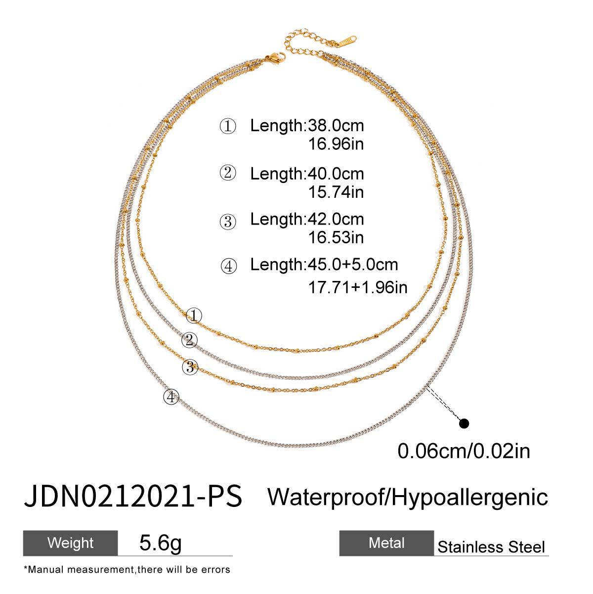 Wholesale  18k gold stainless steel gold and silver color matching multi-layer chain necklaces