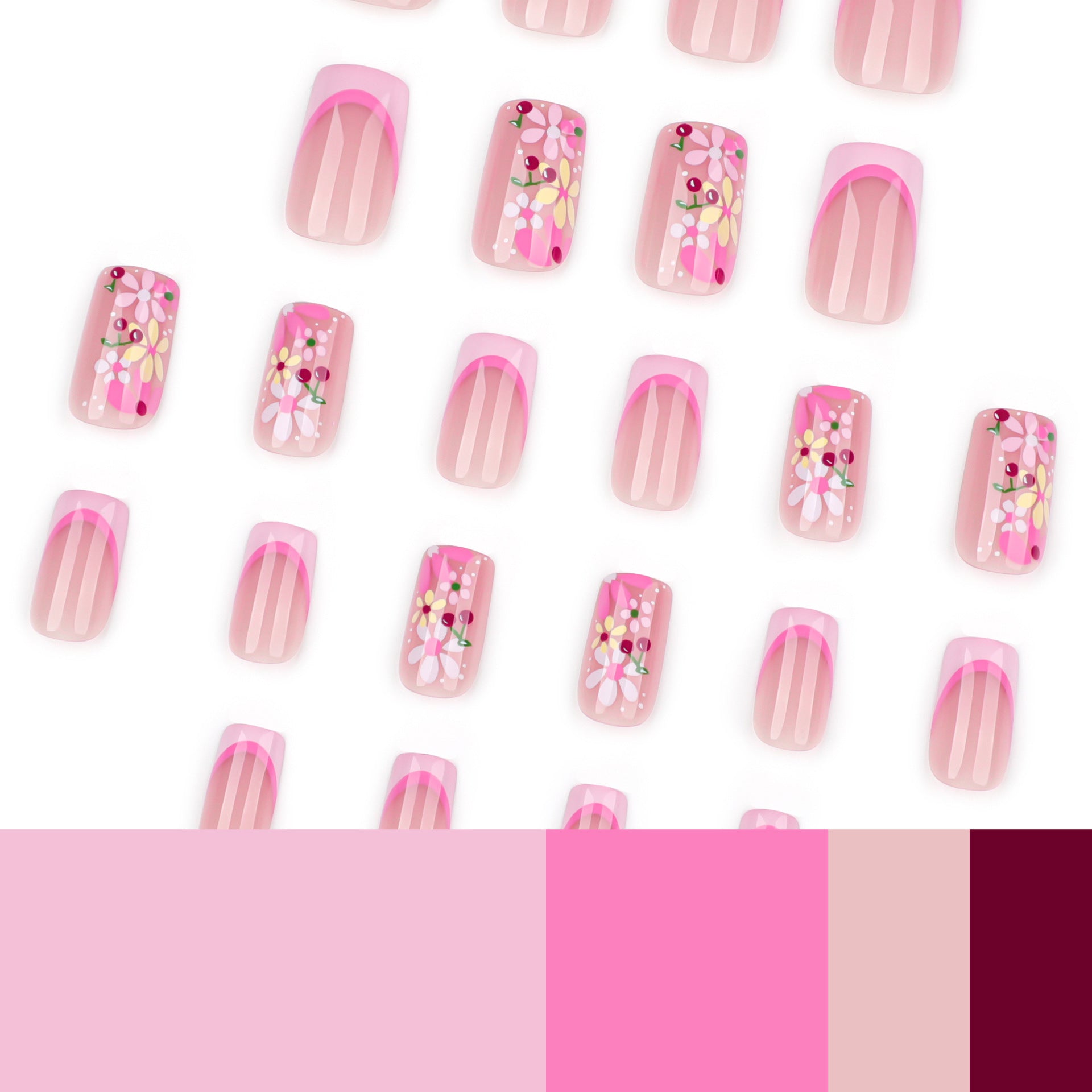 Wholesale 24 Pieces/box Contrast Color Flower Bow Nails Kits Nail Stickers