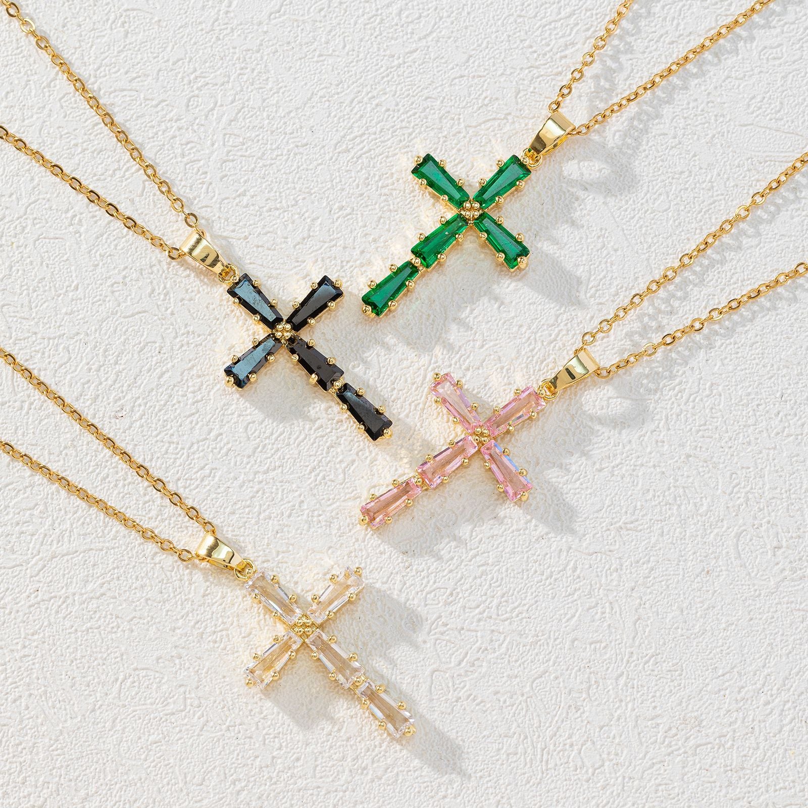 Wholesale Crystal Cross Pendant Necklace Chic Collarbone Chain Gift And Boutique Resale Jewelry Accessory