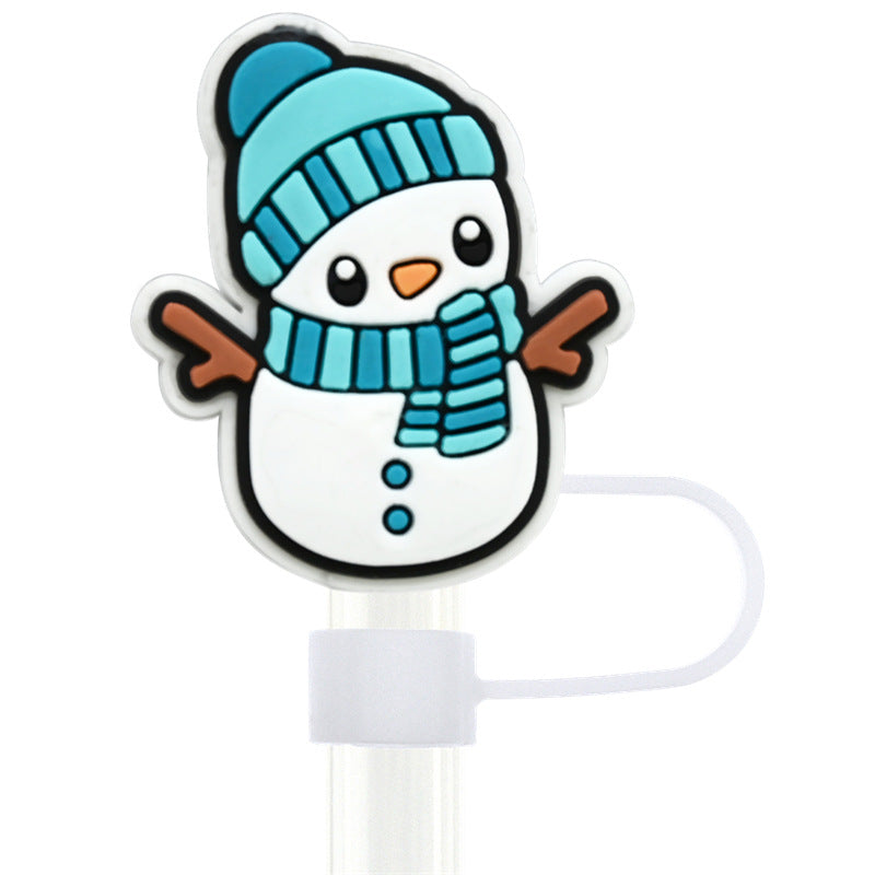 Wholesale Random 100pcs Winter Series 10mm PVC Soft Straw Tube Cap ACC-SCR-RYY081