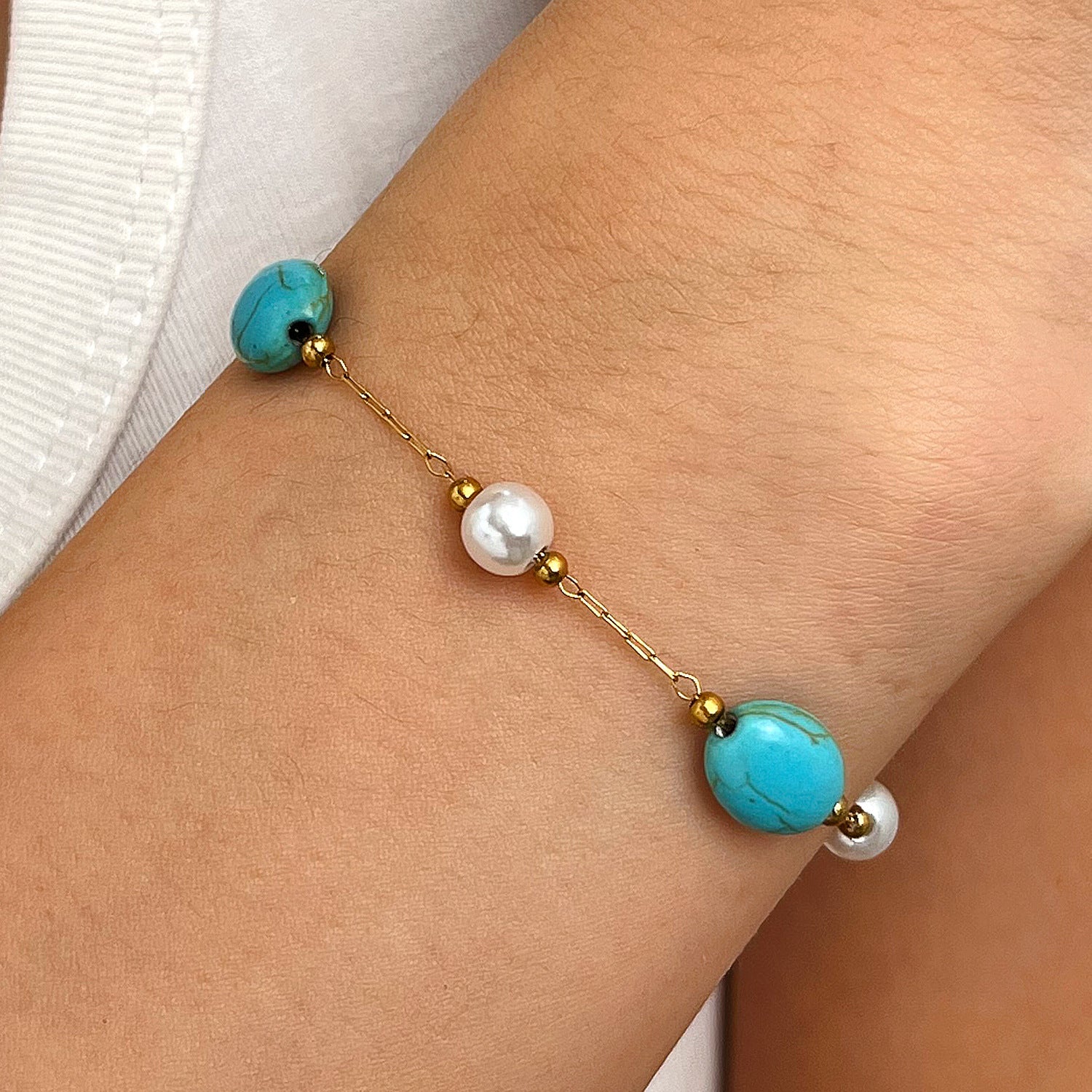 Wholesale Trendy Cloud Moon Cross Star Pearl Layered Bracelet Stainless Steel Fashion Accessory For Women Gift Boutique Resale