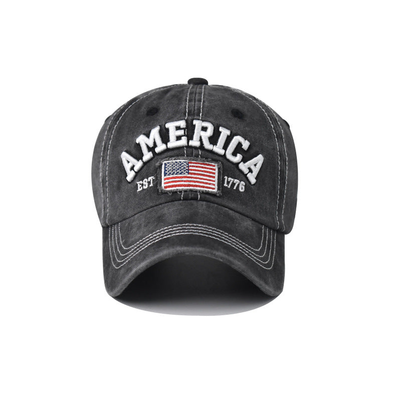 Wholesale  washed hole flag embroidered baseball cap