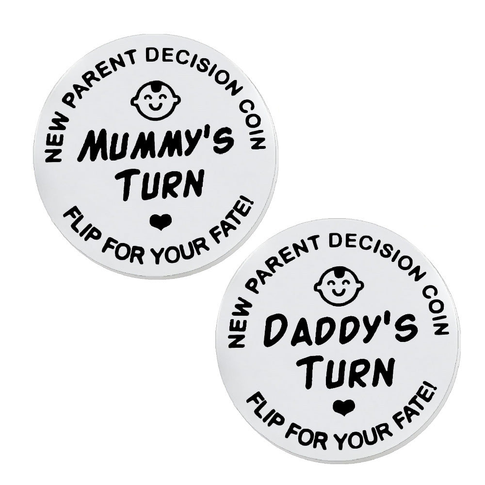 Wholesale Stylish Titanium Steel Commemorative Coin Keychain Family Fun Game Decorative Accessory For Gift Resale