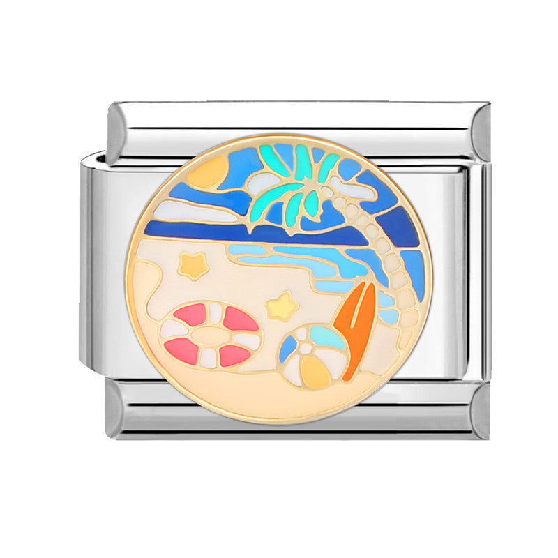 Wholesale  Italian Charm Bracelet 9mm DIY Splicing Removable Orange Holiday Collection Titanium Steel  Composable Bracelet