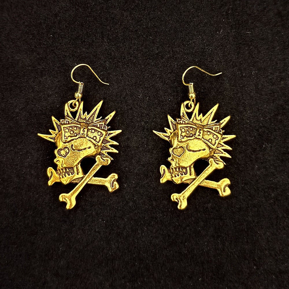 Wholesale Alloy Ancient Silver Pirate Skull Earrings -  Men' s Fashion Accessory