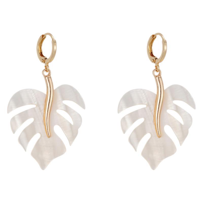 Wholesale shell love leaf earrings