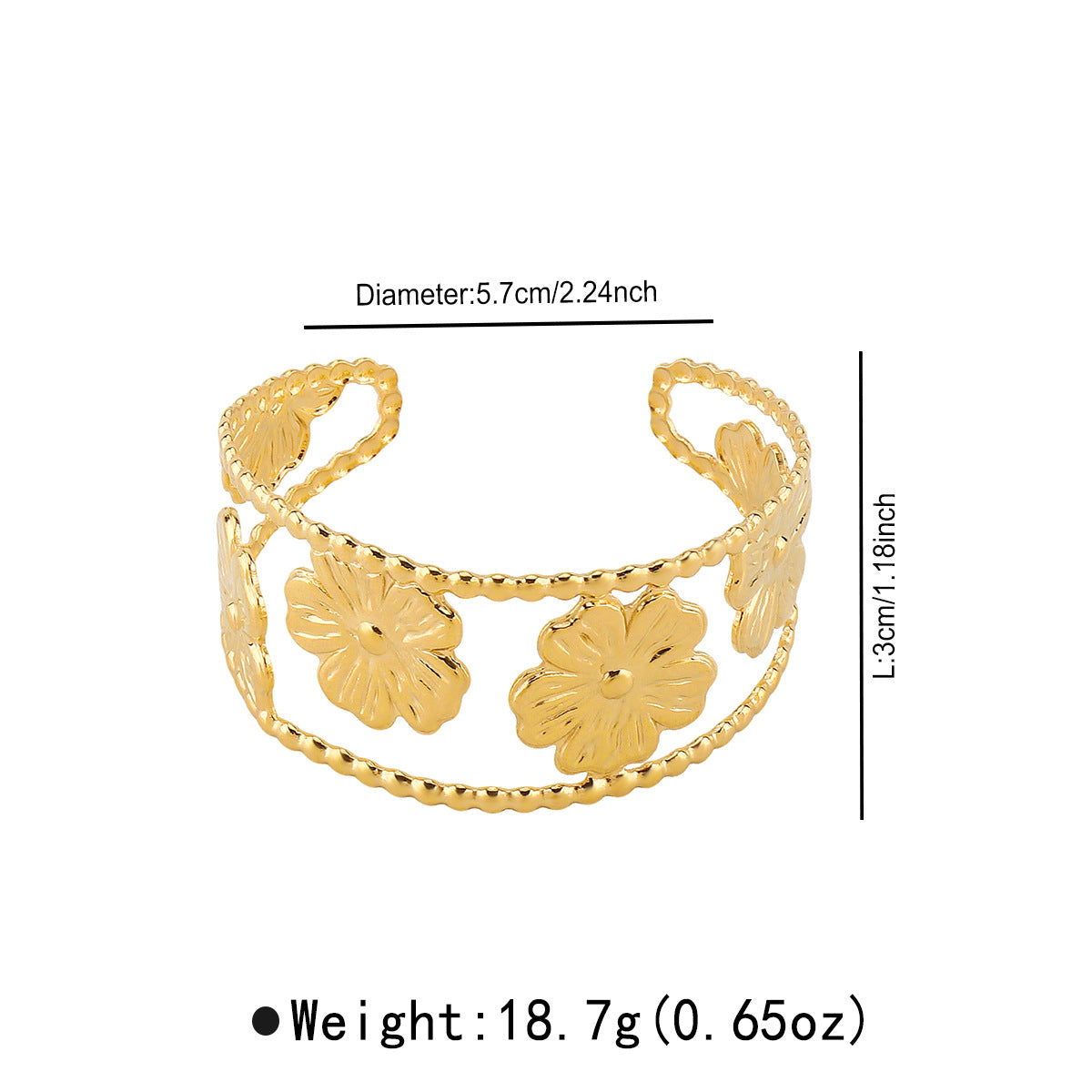 Wholesale Stainless Steel Retro Niche Design Flower Bracelet Opening Adjustable Bracelet