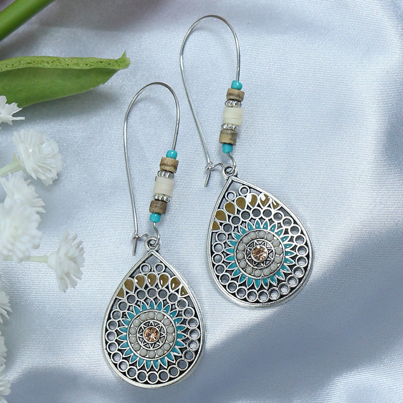 Wholesale Jewelry Bohemian Turquoise Alloy Earrings