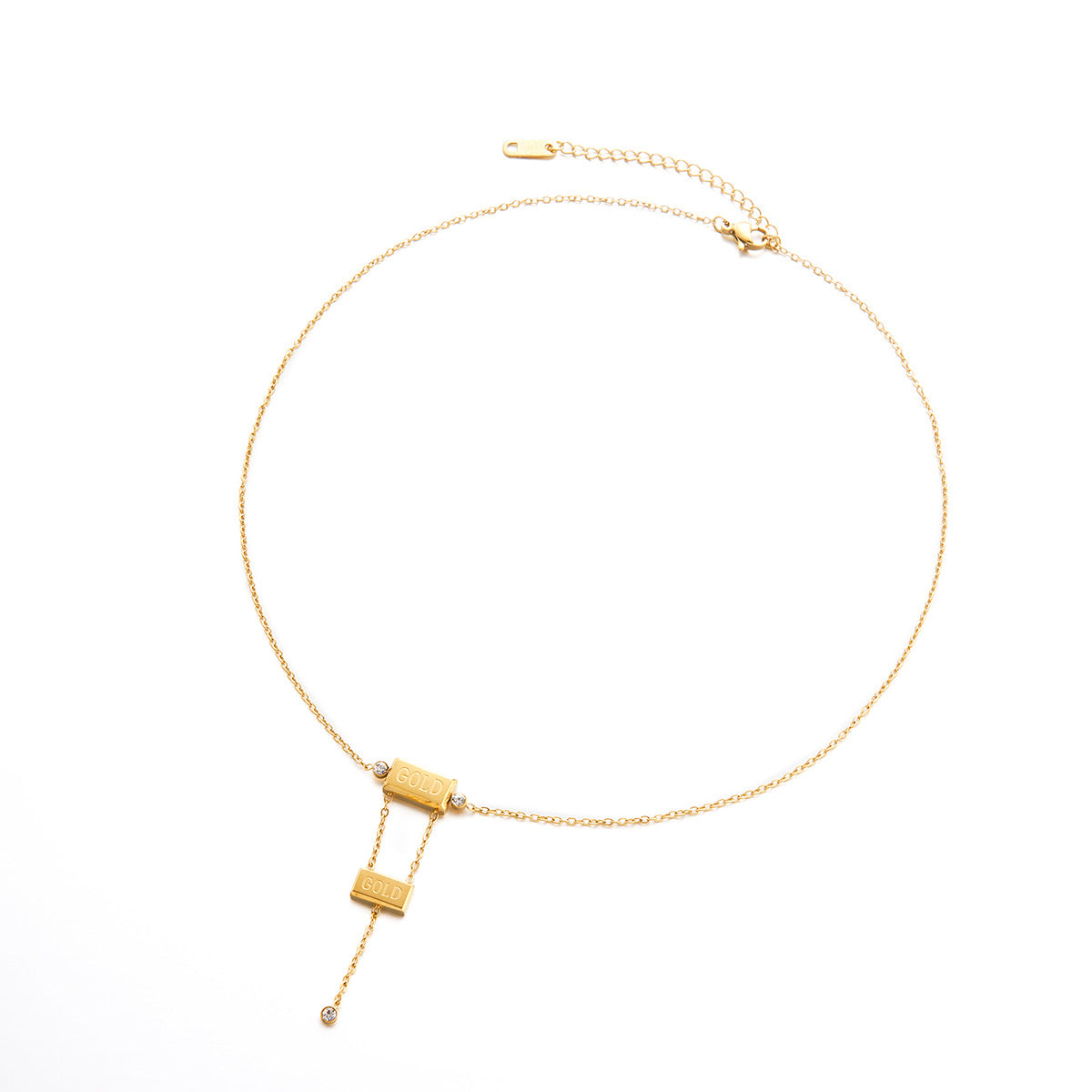 Wholesale Double Block Letter Diamond Titanium Steel Necklace