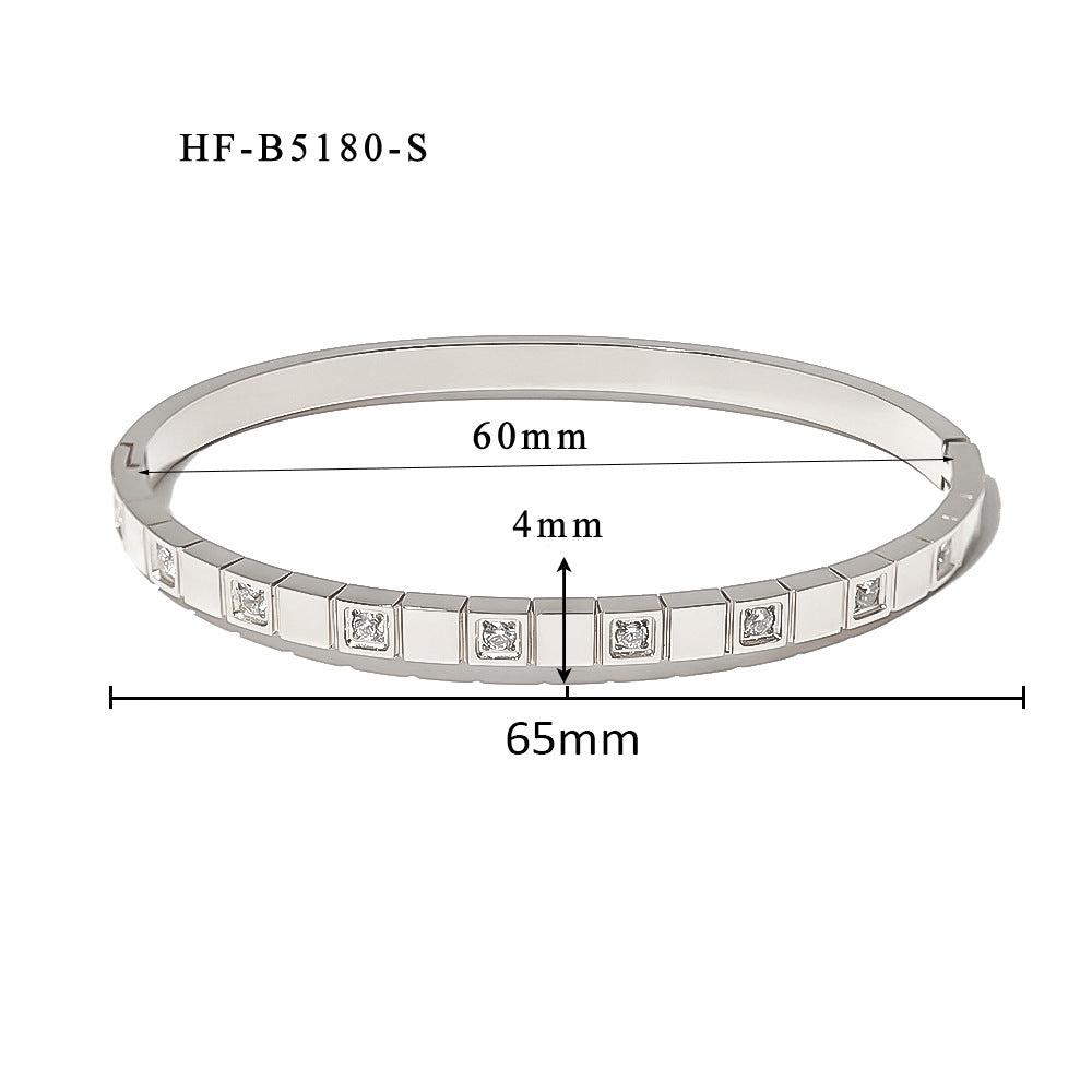 Wholesale Stainless Steel 18K Gold Plated Geometric Star Flower Zircon Bracelet