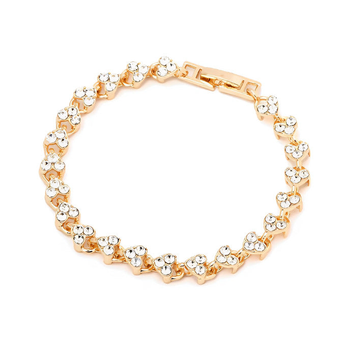 Wholesale Heart-Shaped Roman Style Zircon Crystal Bracelet,  European American Fashion Jewelry Accessory for Women Boutique Resale