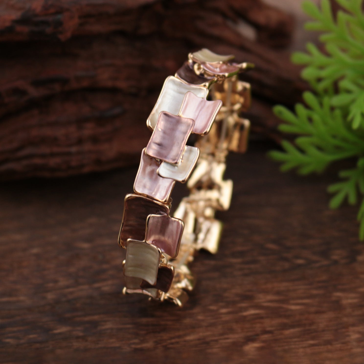 Wholesale enamel geometric square stitching elastic bracelet