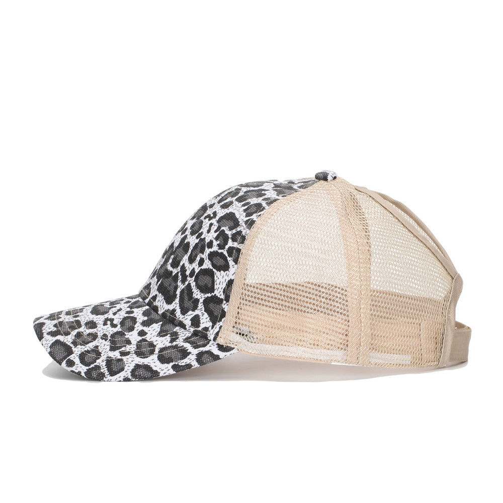 Wholesale  leopard print high ponytail baseball cap