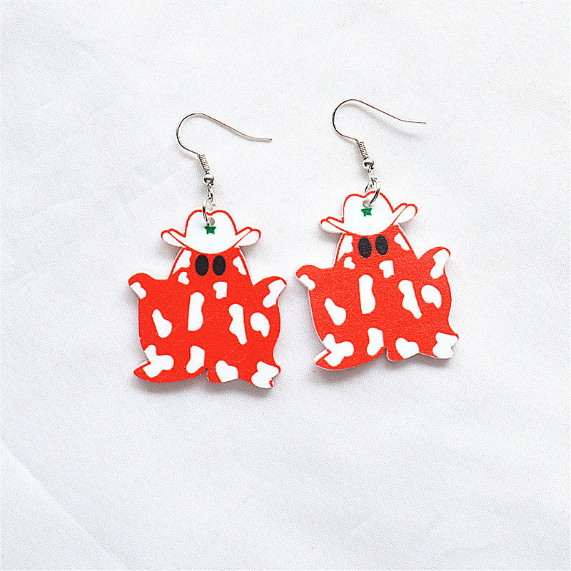 Wholesale Halloween Acrylic Cartoon Skull Ghost Earrings ACC-ES-XN032