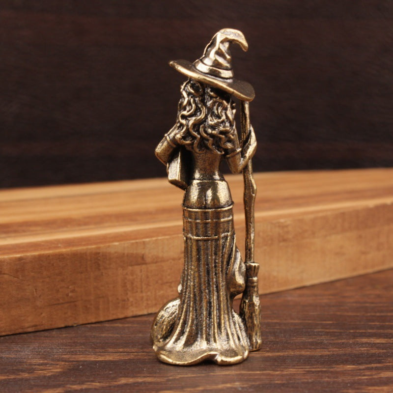 Wholesale Brass Moon Broom Witch Ornament American Style Decorative Resale