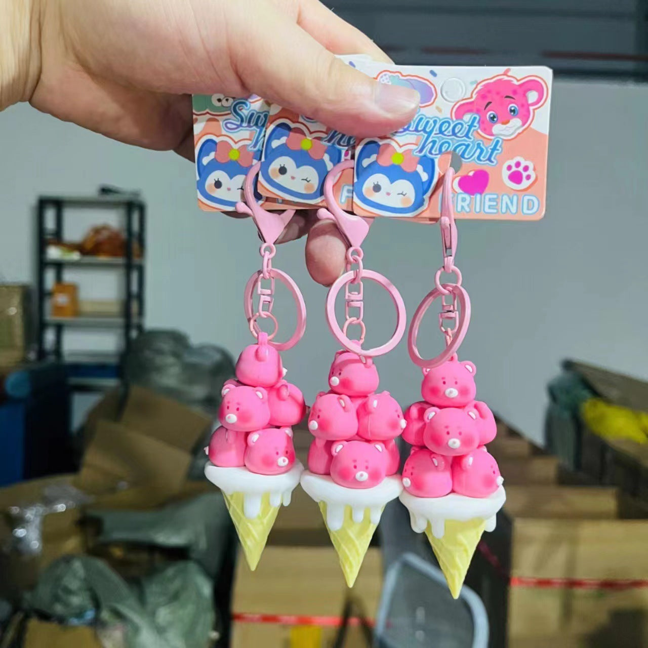 Wholesale Cartoon Pig Tower Cute Pet Monster Stacking Fun Keychain