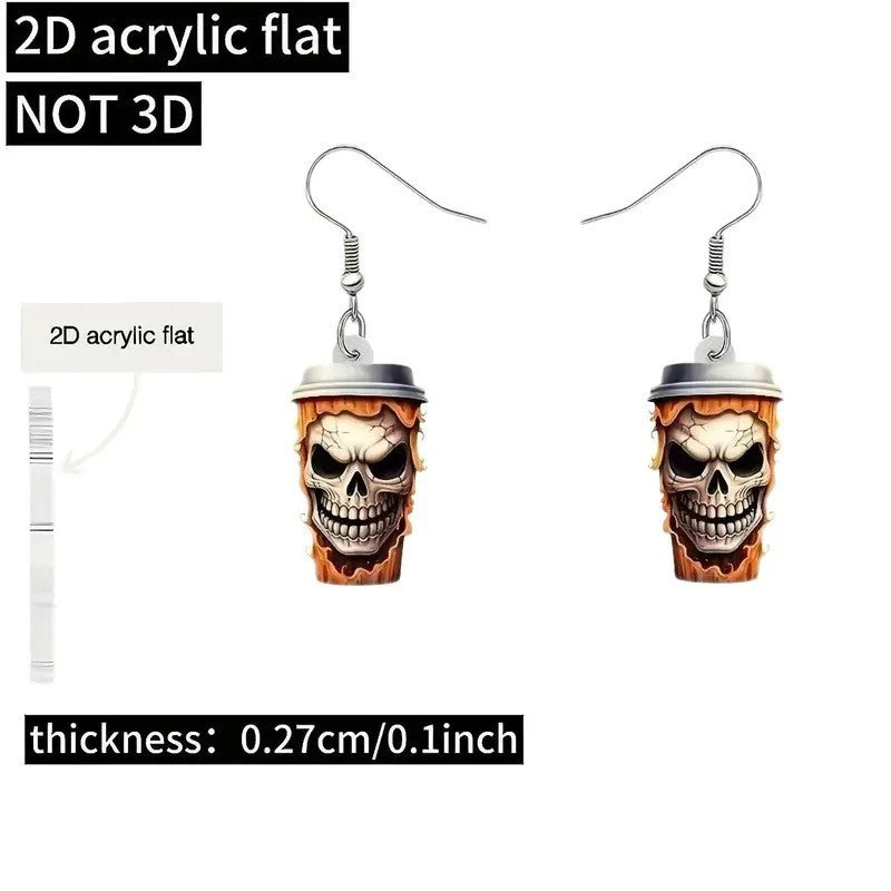 Wholesale  Skull Mug Acrylic Earrings