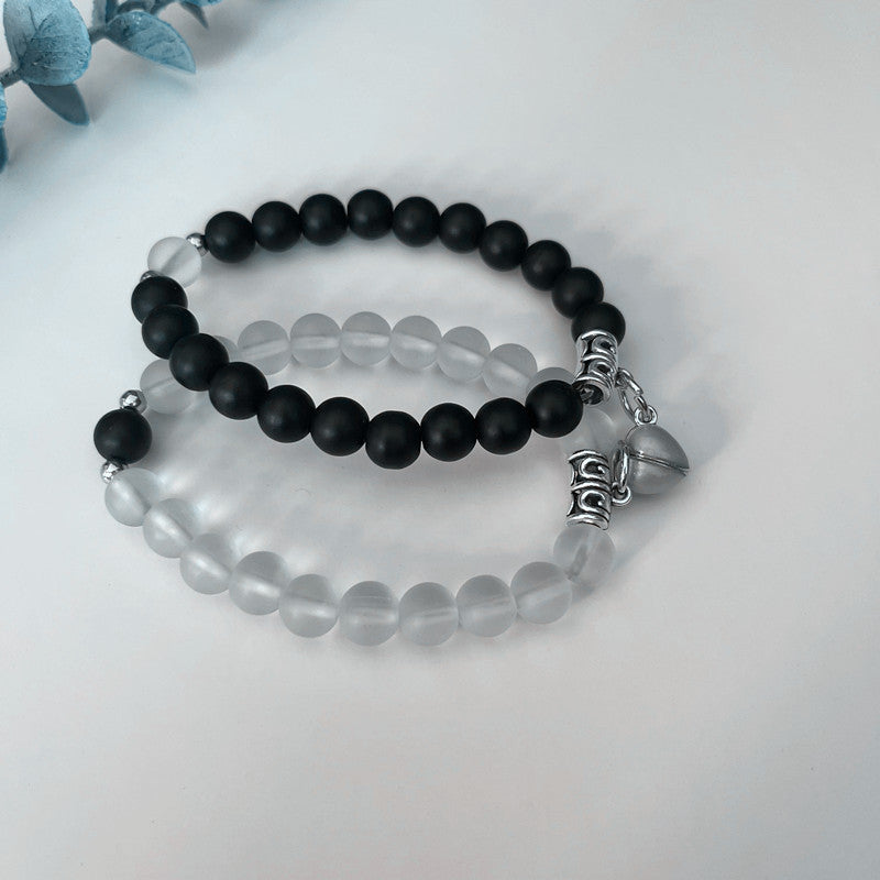 Wholesale Frosted Glass Beads Heart Shape Luminous Magnet Bracelet