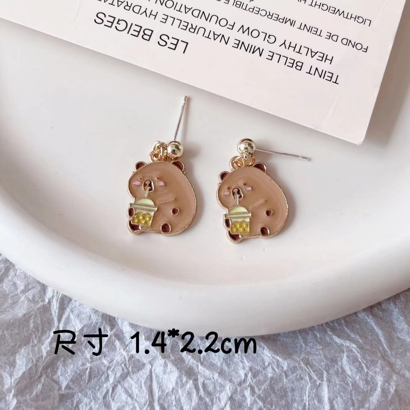 Wholesale Cute Cartoon Animal Puffer Metal Earrings ACC-ES-Yijia006
