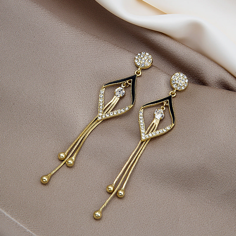 Wholesale Tassel Inlaid Diamond Butterfly Flower Pearl S925 Silver Needle Alloy Earrings ACC-ES-MDD011