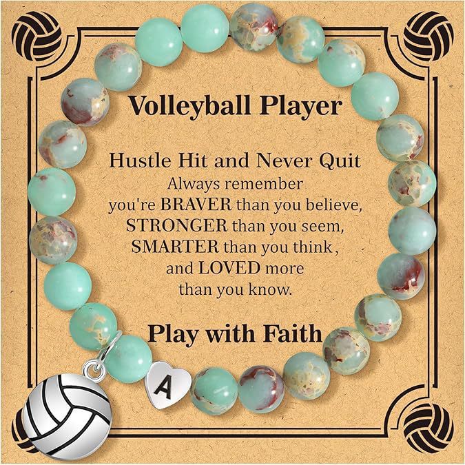 Wholesale  8mm  Elastic Handstring Volleyball Pendant Bracelet