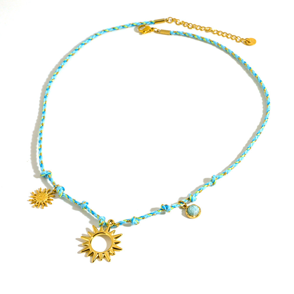 Wholesale Stainless steel Handmade Colorful Rope Necklace